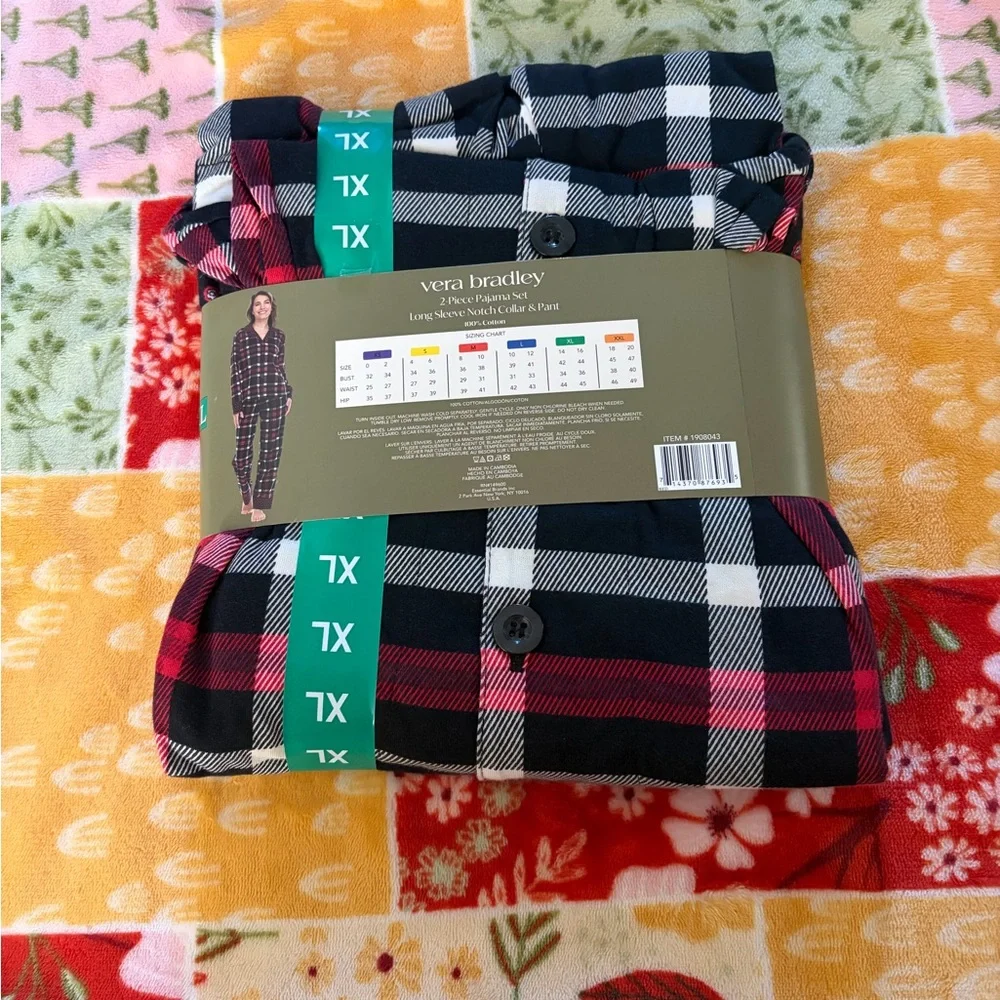 ❤️Vera Bradley Black and Red Women’s Pajama Set .100%Cotton ,Size XL NWT - Picture 2 of 7